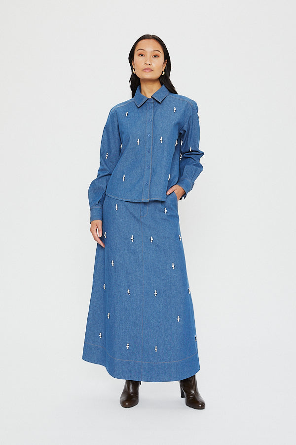 GIOGINA SKIRT | Stonewash Blue